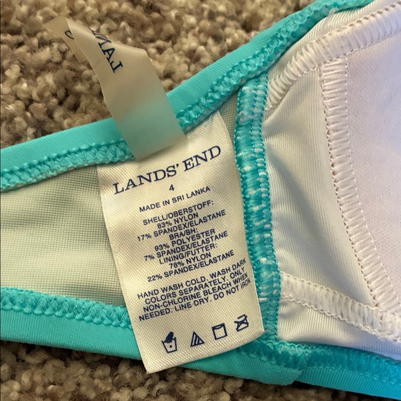 Lands' End Aqua and Striped Bikini Set - Picture 6 of 7